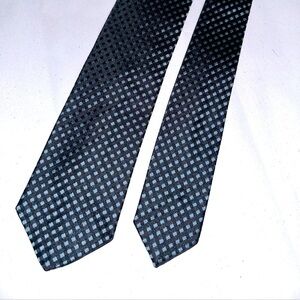 1980’s Tie Black With Blue Diamond Check Pattern Oleg Cassini By Burma